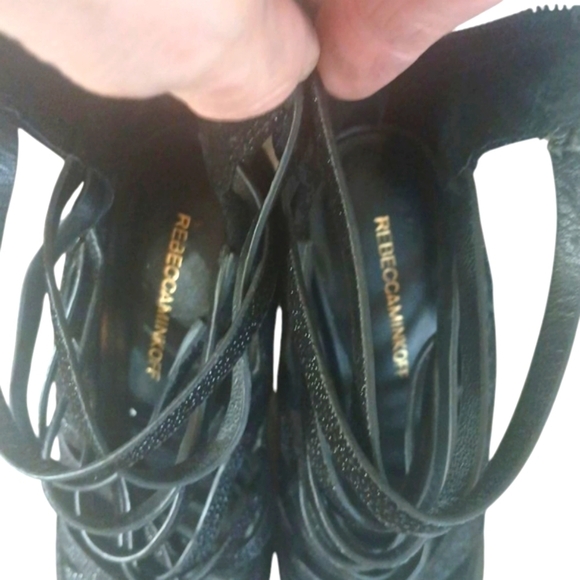 Rebecca Minkoff Beaded Black Stiletto Heeled Sandals Size 8 - Picture 4 of 9